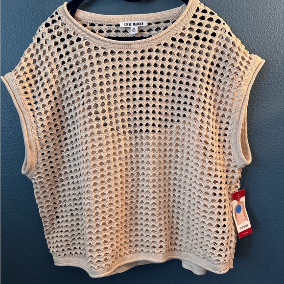 Steve Madden Tops - Steve Madden Beige Crochet Tank Top